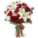 Lilies in Red Roses Bouquet