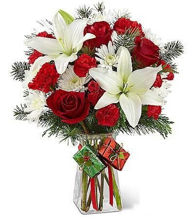 Lilies in Red Roses Bouquet